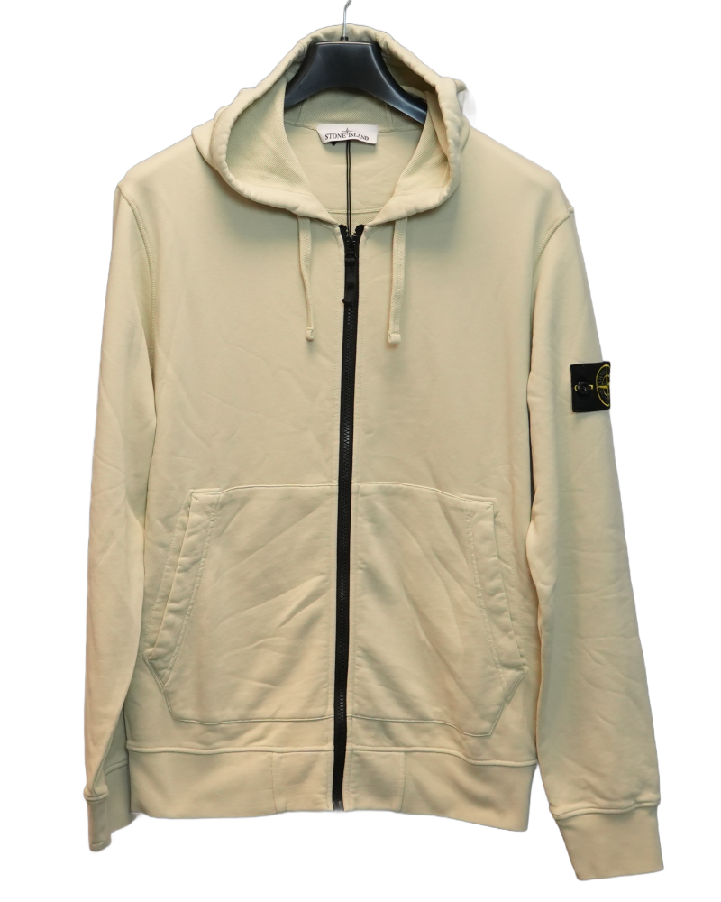 Stone Island Full Zip Hoodie Cream front view