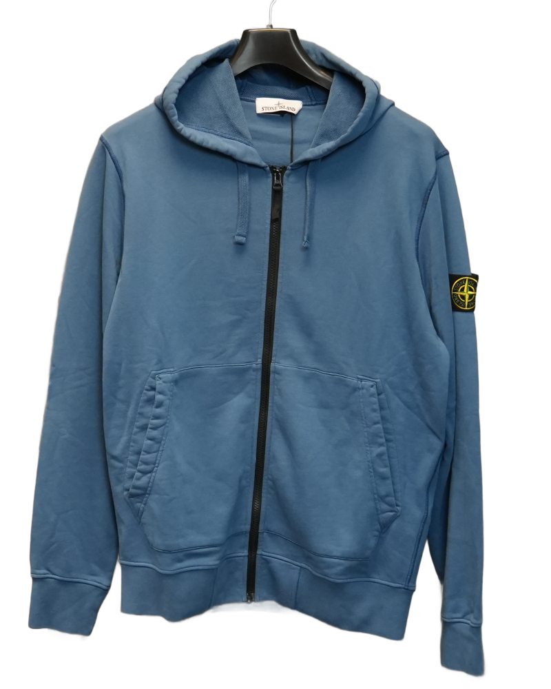 Stone Island Full Zip Hoodie Blue front view