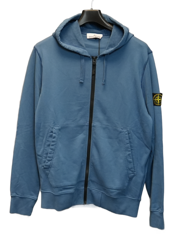 Stone Island Full Zip Hoodie Blue front view