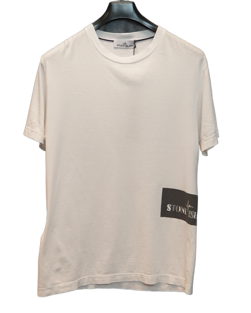 Stone Island Side Print T-Shirt White front view