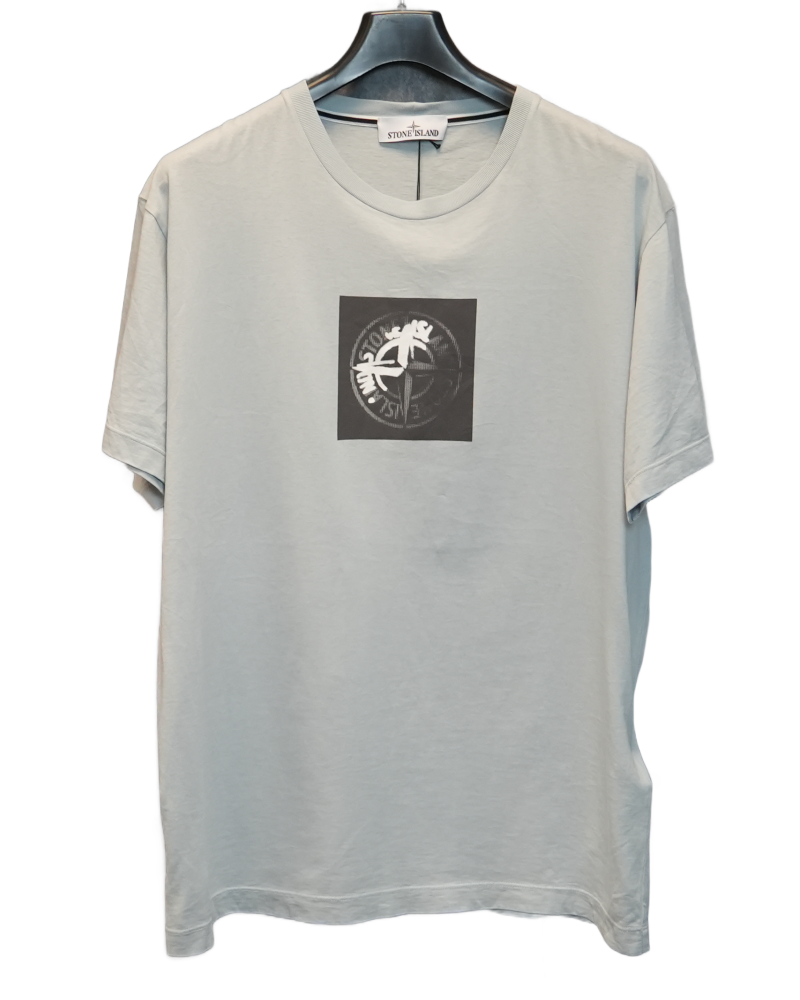 Stone Island Centre Print T-Shirt Blue front view