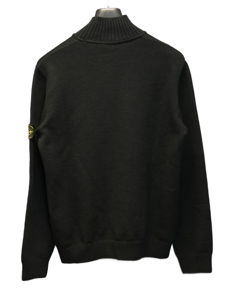 Stone Island High Neck Heavy Knit Sweatshirt Black back view