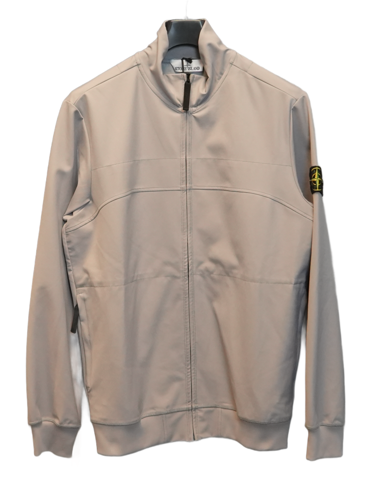 Stone Island Soft Shell Full Zip Track Jacket Grey front view