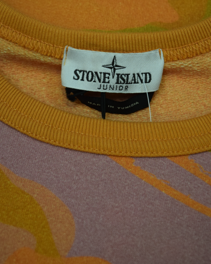 Stone Island Kids Crewneck Sweatshirt Orange Camo detail view