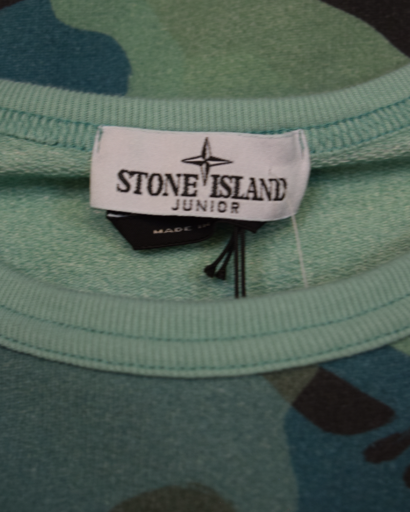 Stone Island Kids Crewneck Sweatshirt Green Camo front view