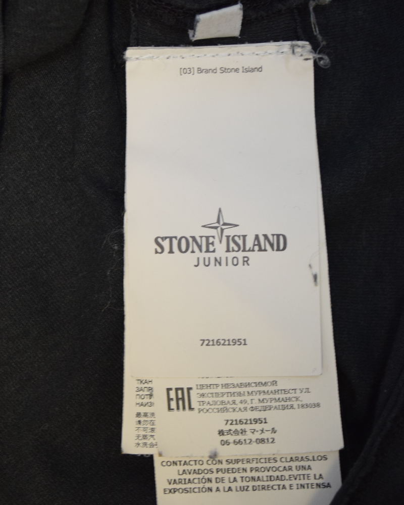 Stone Island Kids Front Print T-Shirt Black detail view