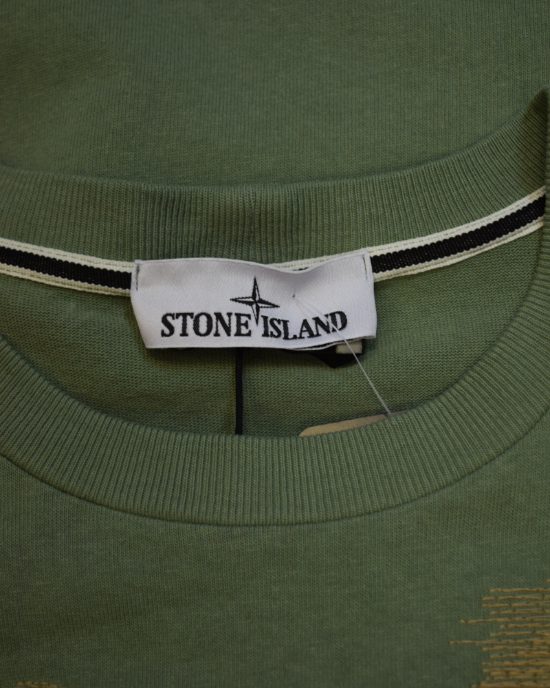 Stone Island Embroidered Front Print Crewneck Green back view