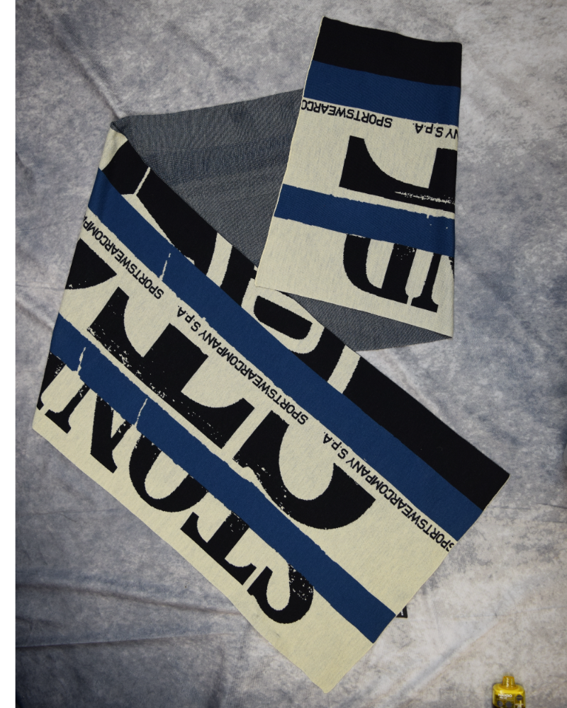 Stone Island Scarf Blue and Cream back view