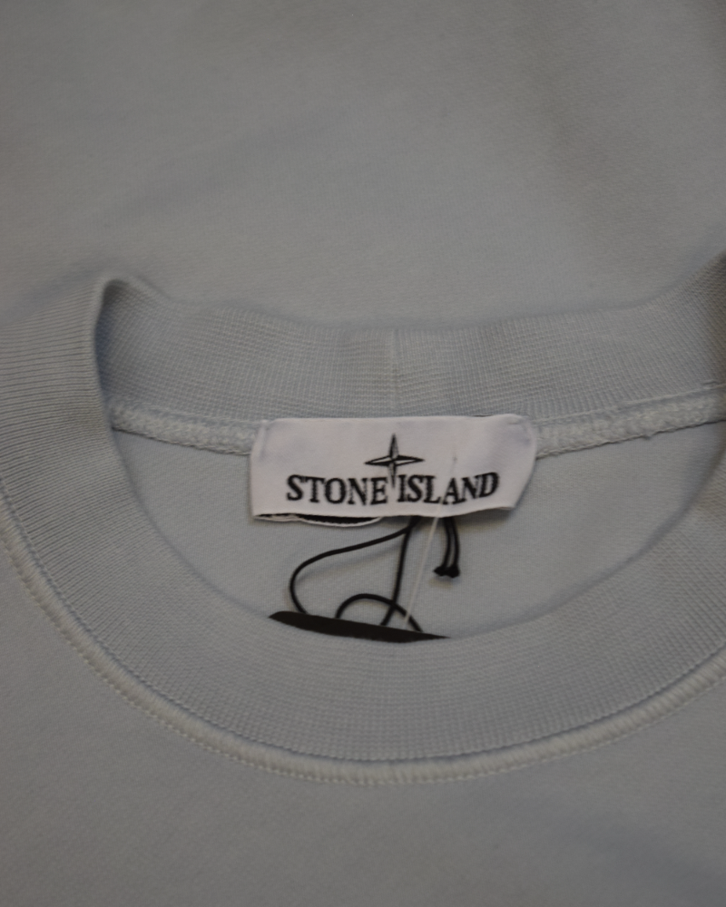 Stone Island Chest Print Logo Crewneck Blue detail view
