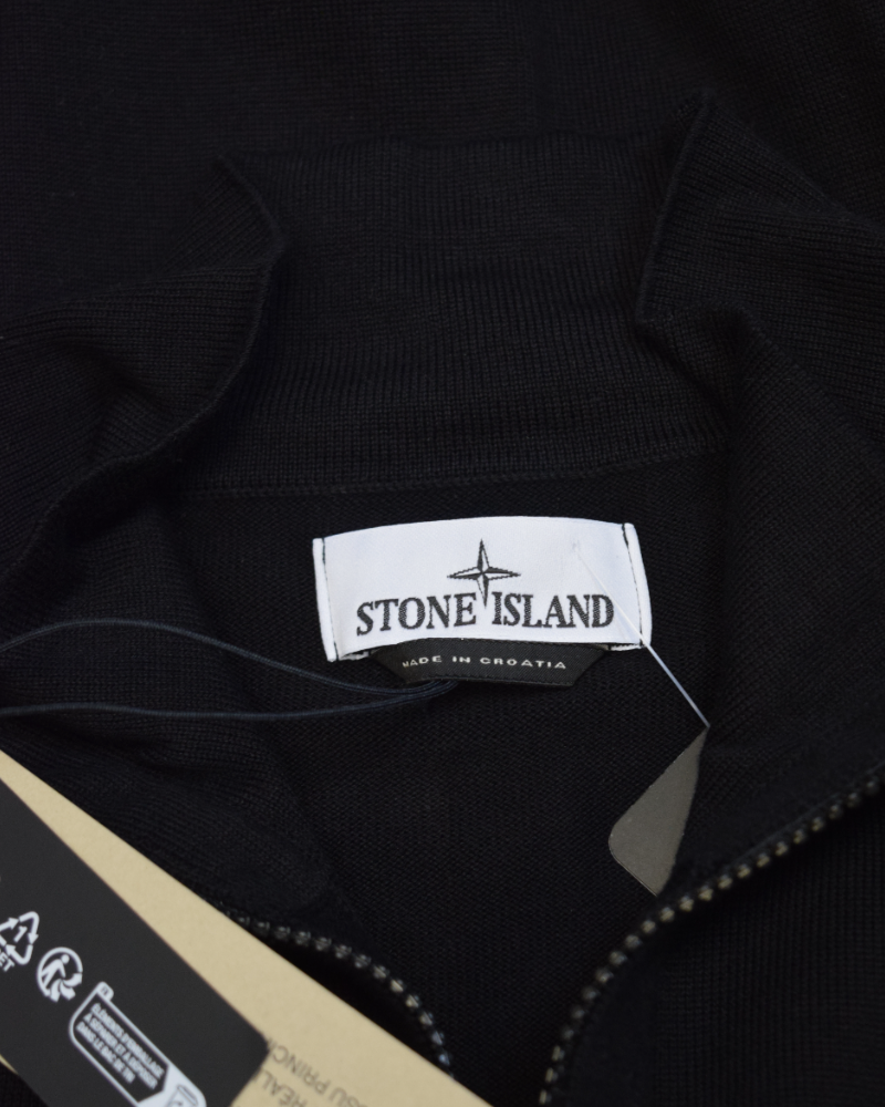 Stone Island 12 Strech Wool Zip Up Black detail view