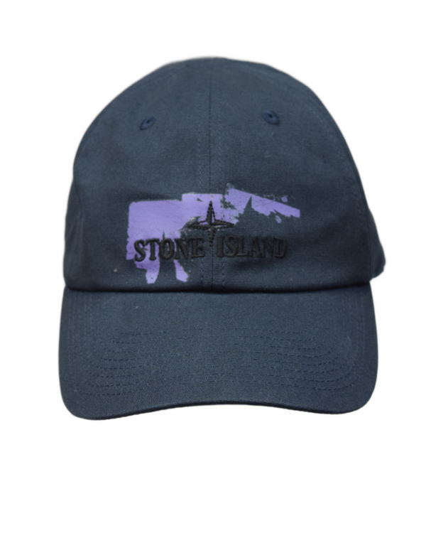 Stone Island Embroidered Cap Navy Blue front view