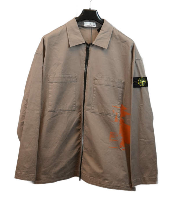 Stone Island Side Print Overshirt Grey front view