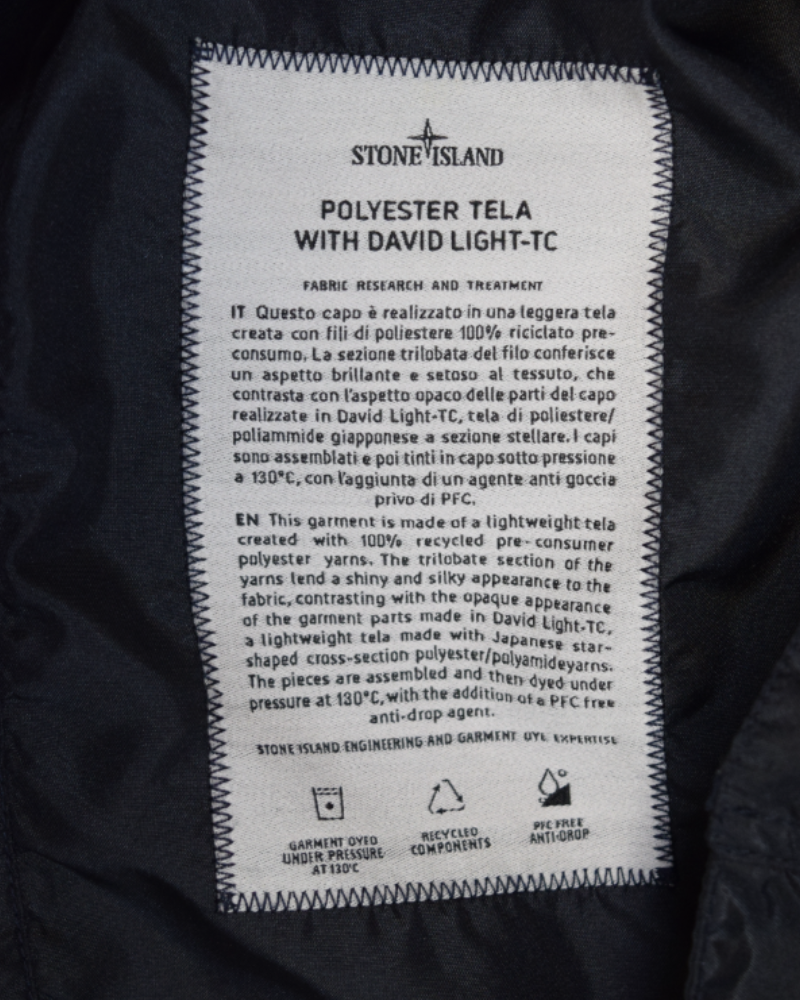 Stone Island Polyester Tela With David Light-TC Jacket Navy Blue and Black detail view