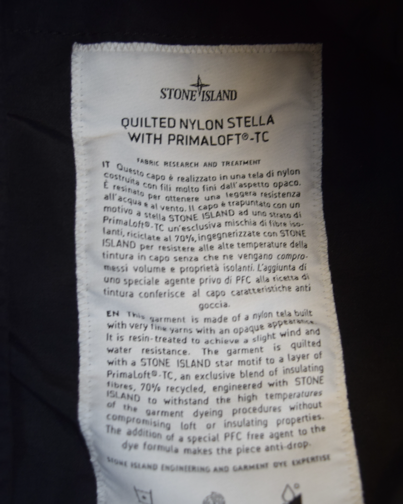 Stone Island Quilted Nylon Stella With Primaloft Jacket Black detail view