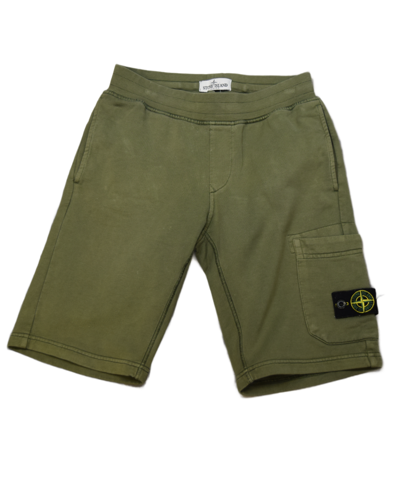 Stone Island Kids Jogger Shorts Green front view