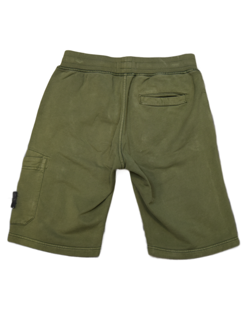 Stone Island Kids Jogger Shorts Green back view