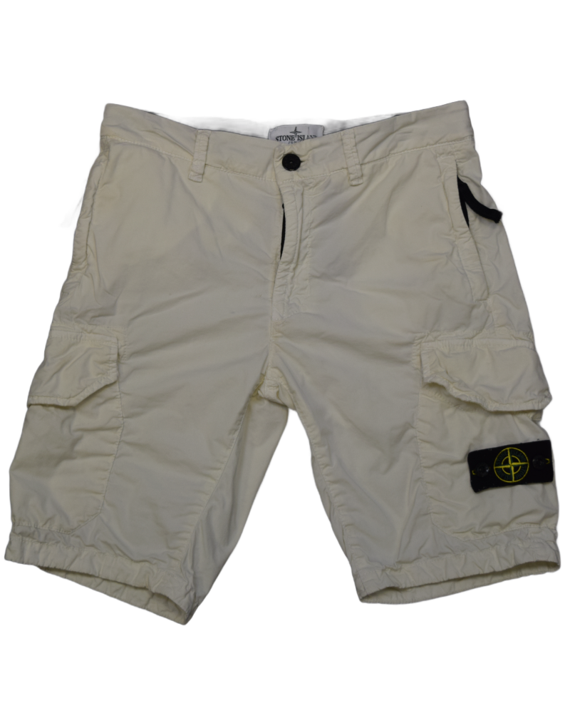 Stone Island Kids Cargo Shorts Ivory front view