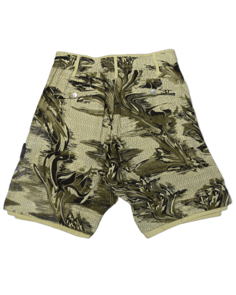 Stone Island Shadow Project Flower Print Shorts Beige/Green back view