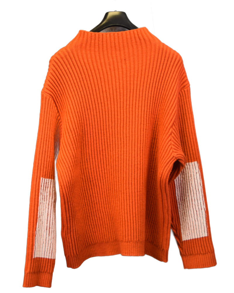 Stone Island Marina Patch Project Mock Neck Knit Sweater Orange back view