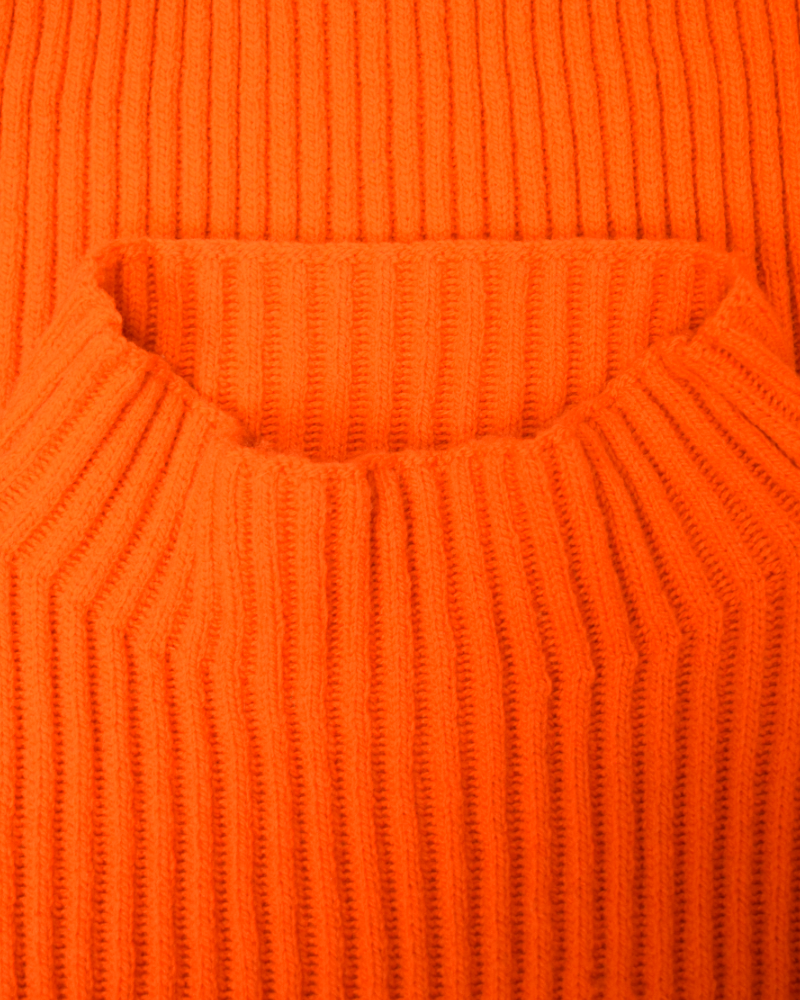 Stone Island Marina Patch Project Mock Neck Knit Sweater Orange detail view