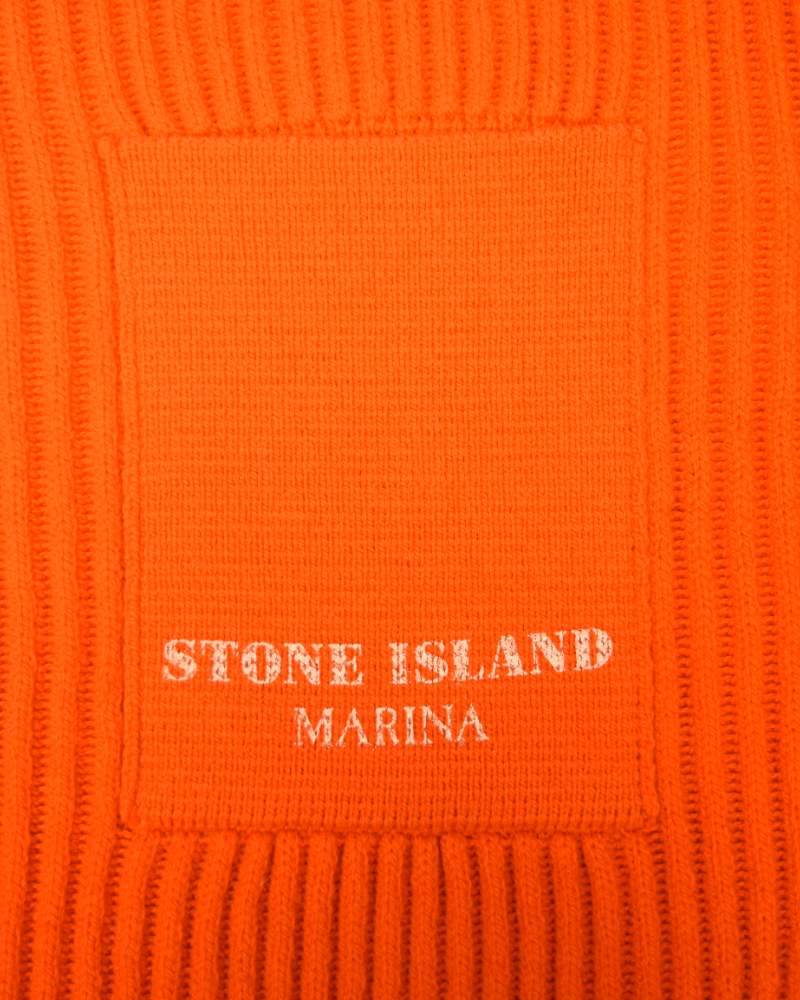 Stone Island Marina Patch Project Mock Neck Knit Sweater Orange detail view