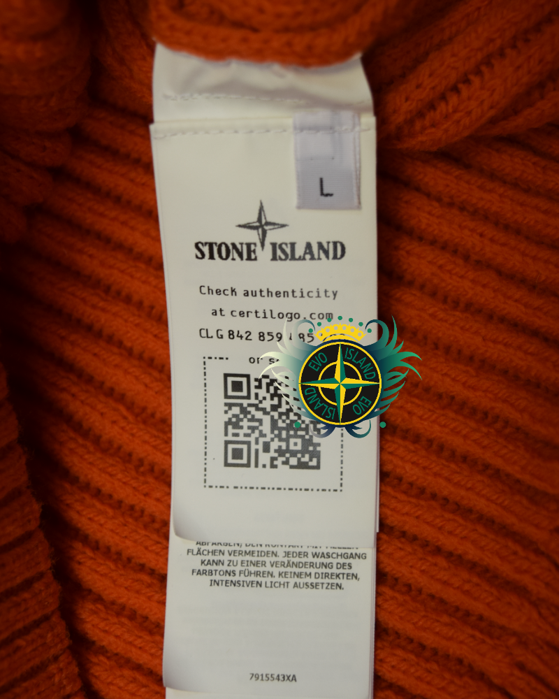 Stone Island Marina Patch Project Mock Neck Knit Sweater Orange detail view