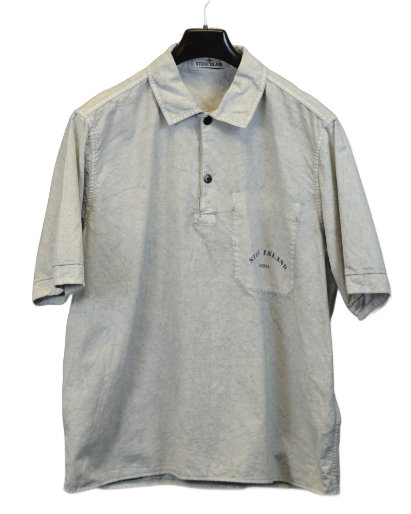 Stone Island Marina Chalk Plated Short Sleve Shirt Light Blue front view