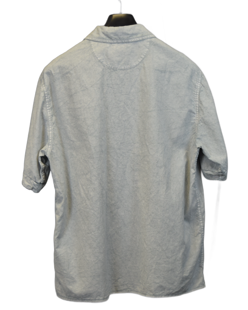 Stone Island Marina Chalk Plated Short Sleve Shirt Light Blue back view