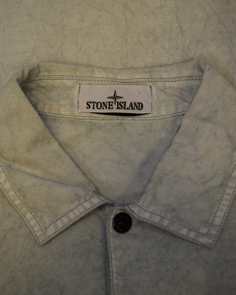 Stone Island Marina Chalk Plated Short Sleve Shirt Light Blue detail view