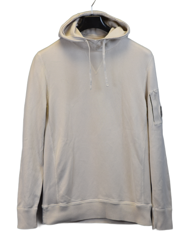 C.P. Company Lense Hoodie Off White front view