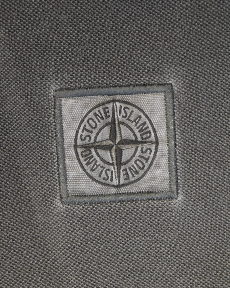 Stone Island Old Effect Patch Project Polo Shirt Grey detail view