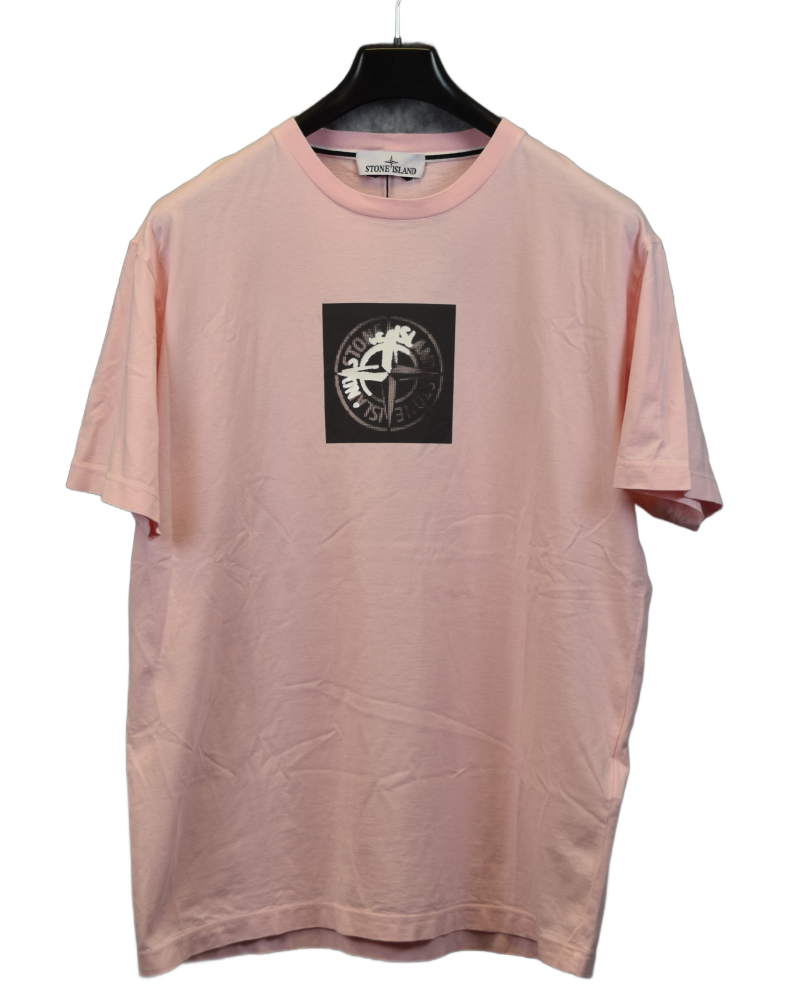 Stone Island Distrorted Chest Print Pink front view