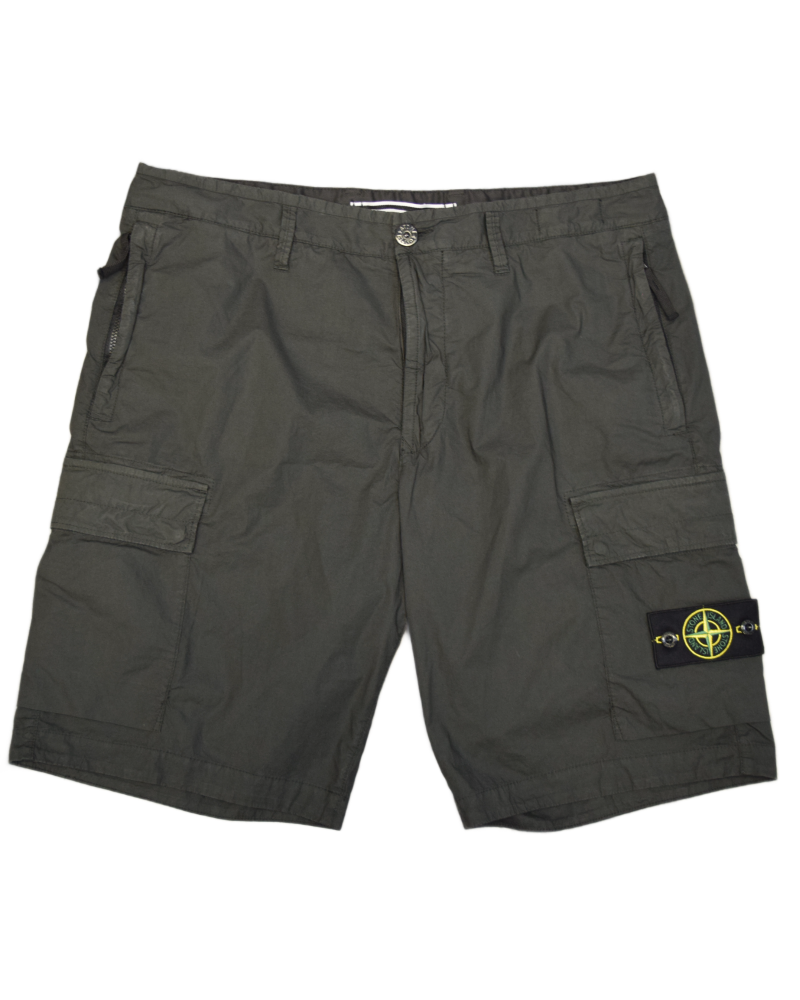 Stone Island Lightweight Cargo Shorts Charcoal front view