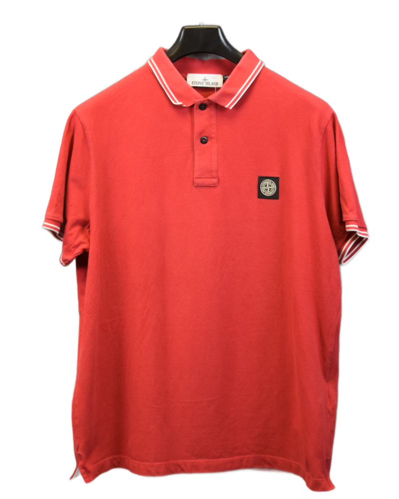 Stone Island Patch Project Polo Shirt Red front view