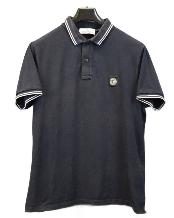 Stone Island Patch Project Polo Shirt Navy Blue front view