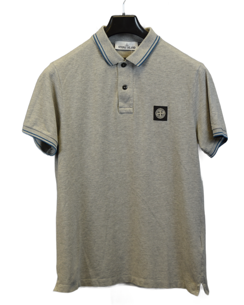Stone Island Patch Project Polo Shirt Grey front view