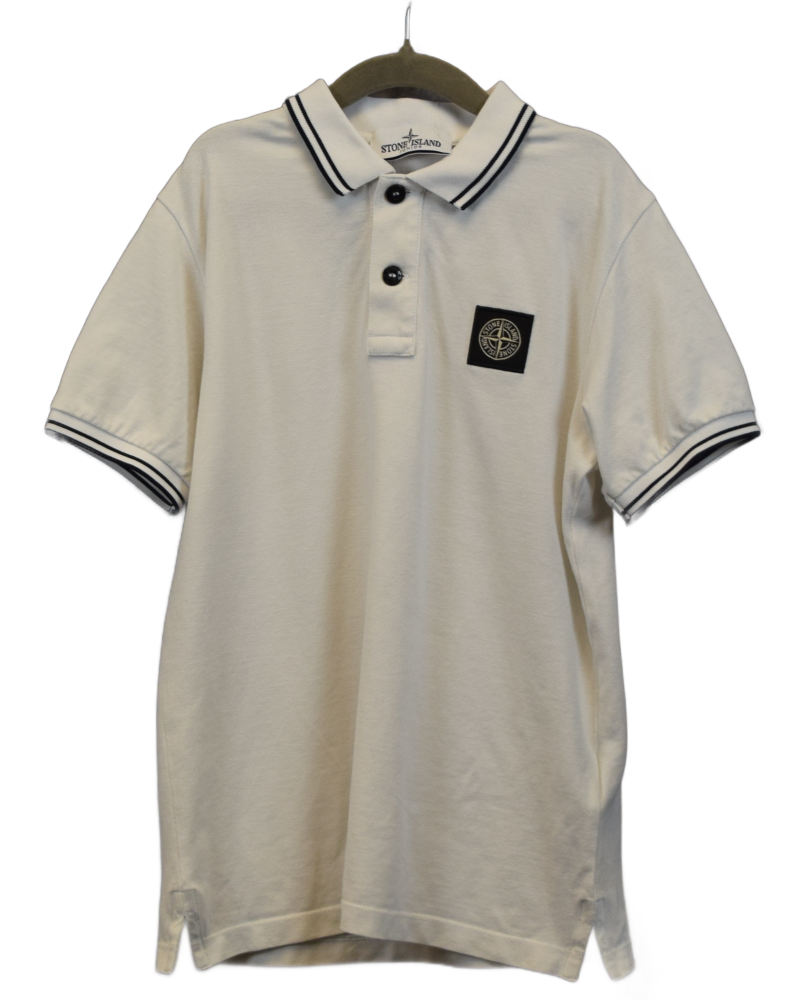 Stole Island Patch Project Polo Kids White front view