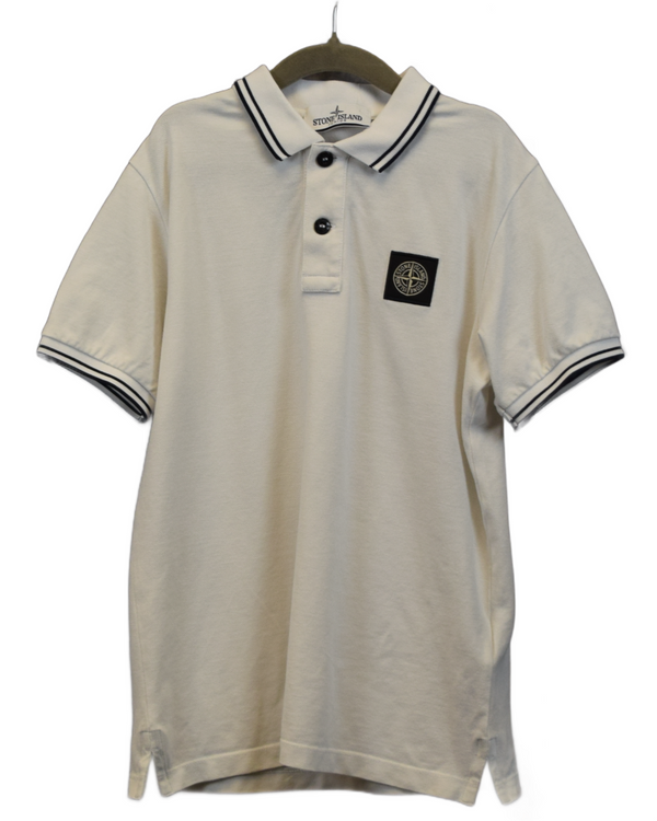 Stole Island Patch Project Polo Kids White front view