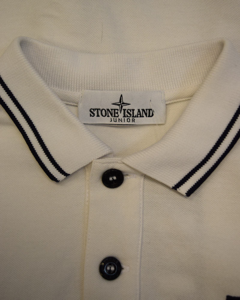 Stole Island Patch Project Polo Kids White detail view