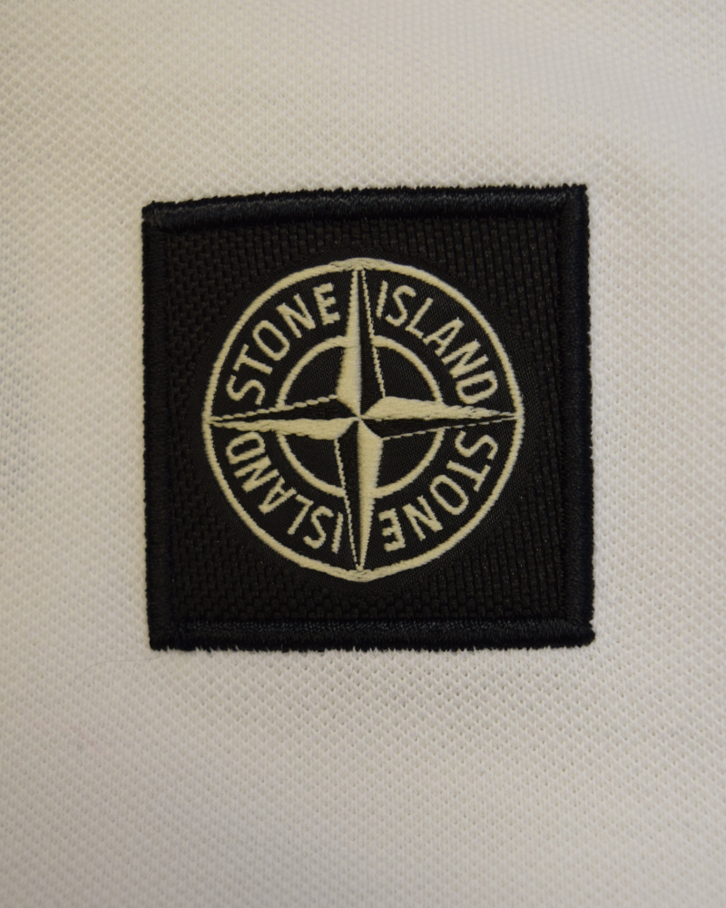 Stole Island Patch Project Polo Kids White detail view