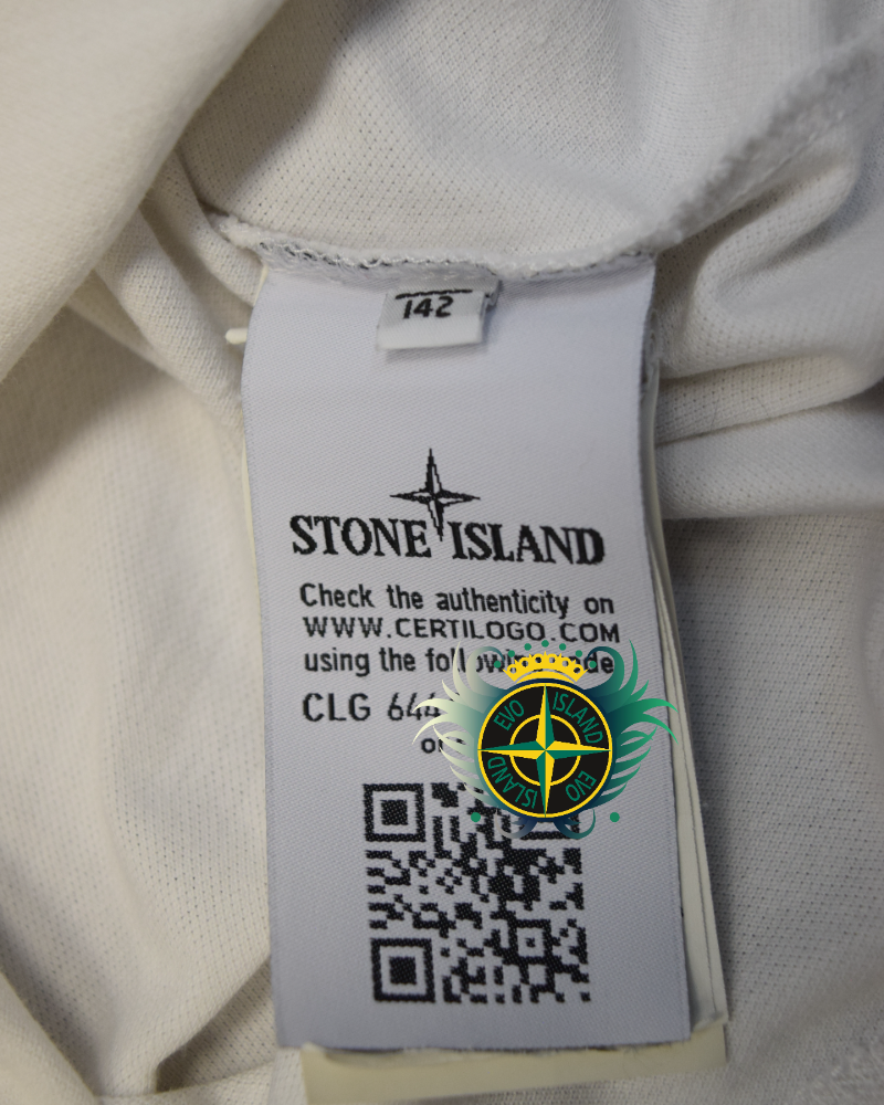 Stole Island Patch Project Polo Kids White detail view