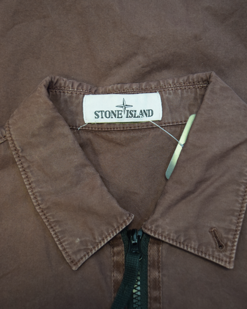 Stone Island Zipped overshirt Burgandy detail view
