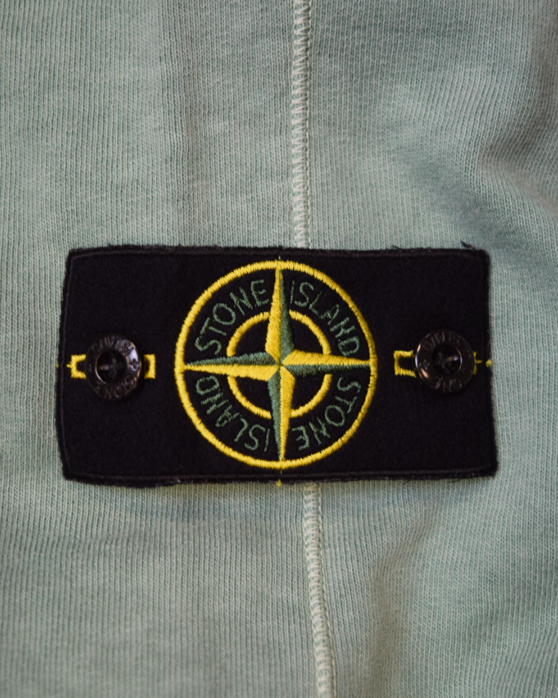 Stone Island Old Effect Full Zip Sweater Teal detail view