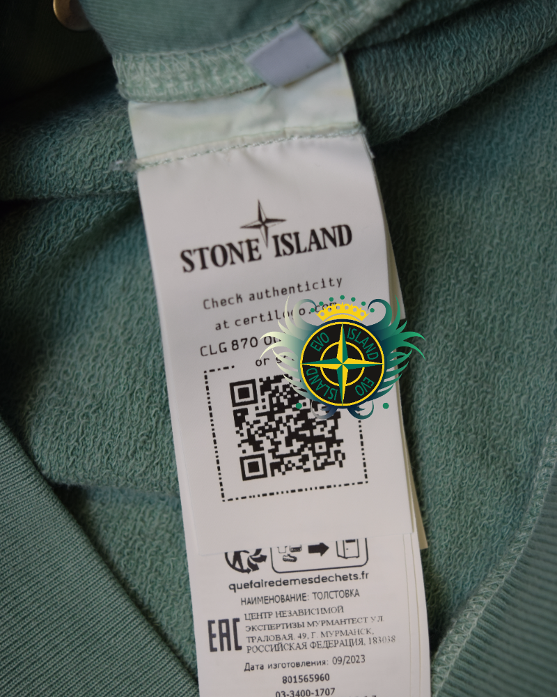 Stone Island Old Effect Full Zip Sweater Teal detail view