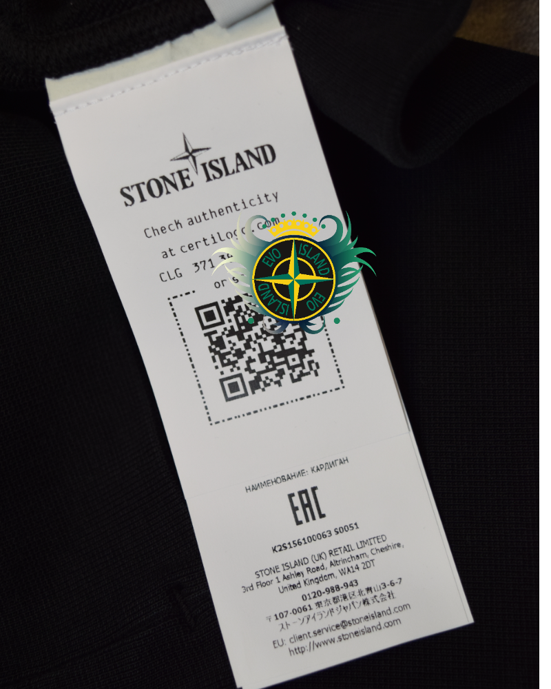Stone Island Full Zip Sweater Black detail view