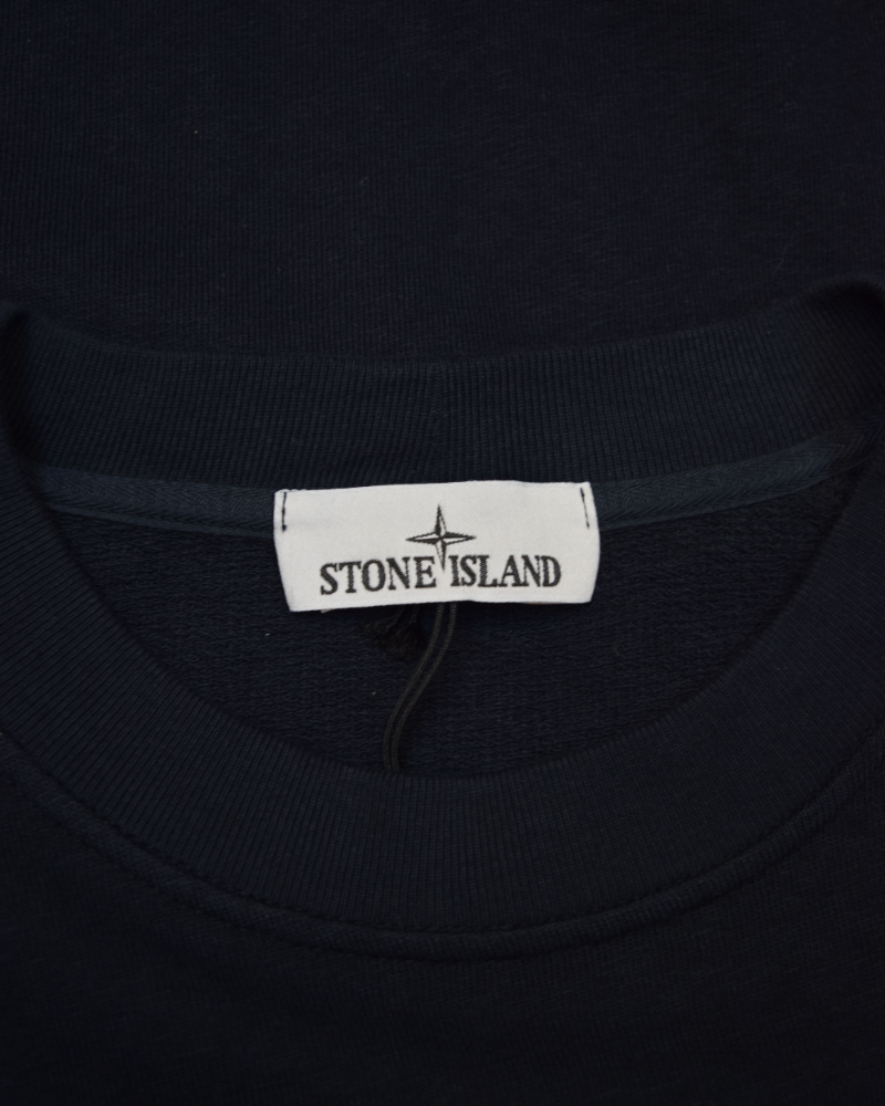 Stone Island Old Treatment Cotton Crewneck Navy detail view