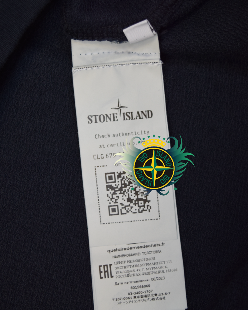 Stone Island Old Treatment Cotton Crewneck Navy detail view
