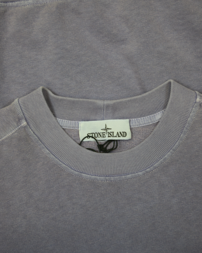 Stone Island Old Treatment Cotton Crewneck purple detail view