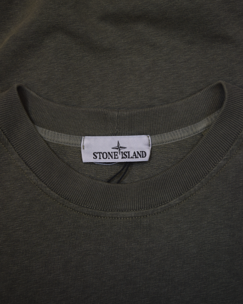 Stone Island Old Treatment Cotton Crewneck green detail view