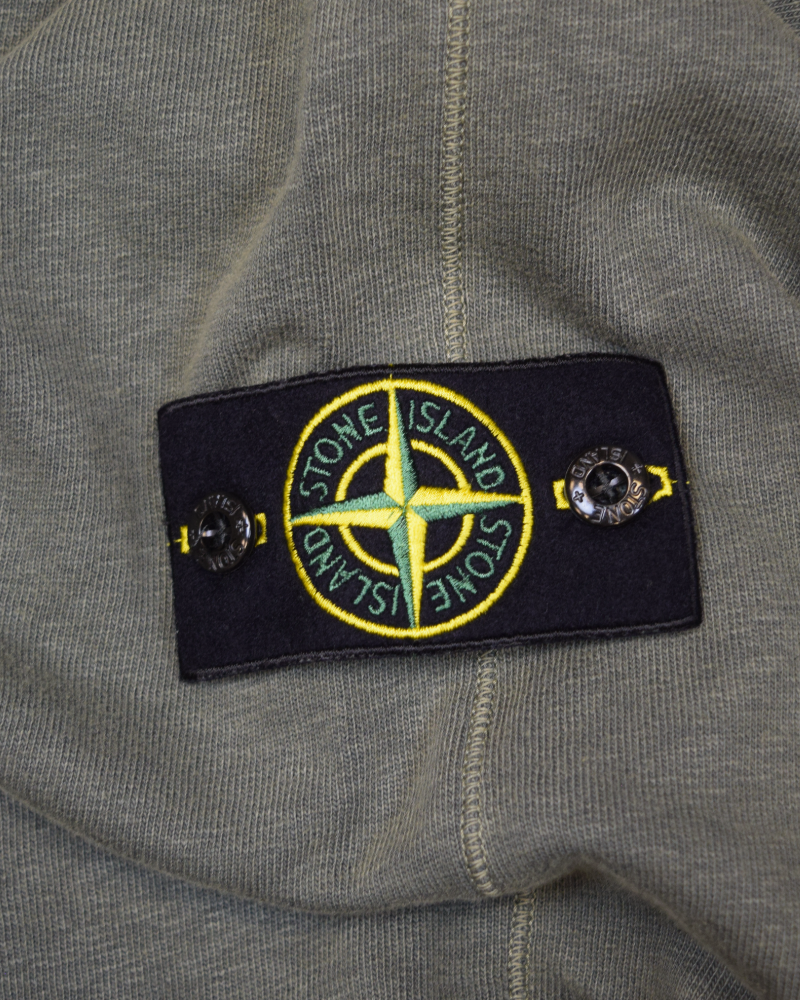 Stone Island Old Treatment Cotton Crewneck green detail view